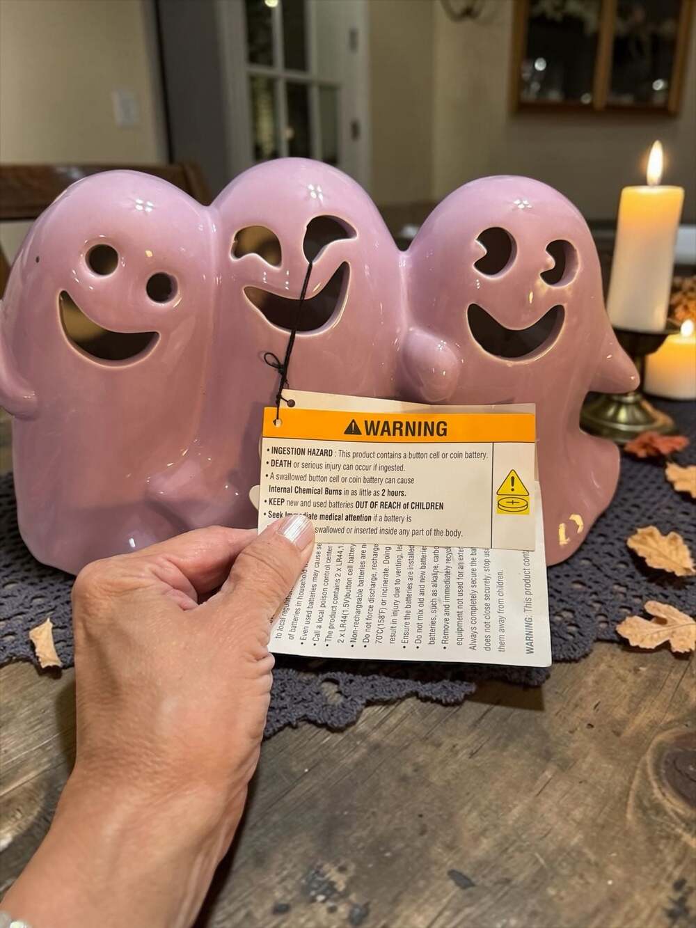 Three Ghosts Light Up Ceramic Halloween Decoration